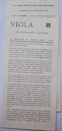Viola po patnácti letech (Na počátku 16. sezóny 1978 - 1979) + program sezóny - PRODÁNO